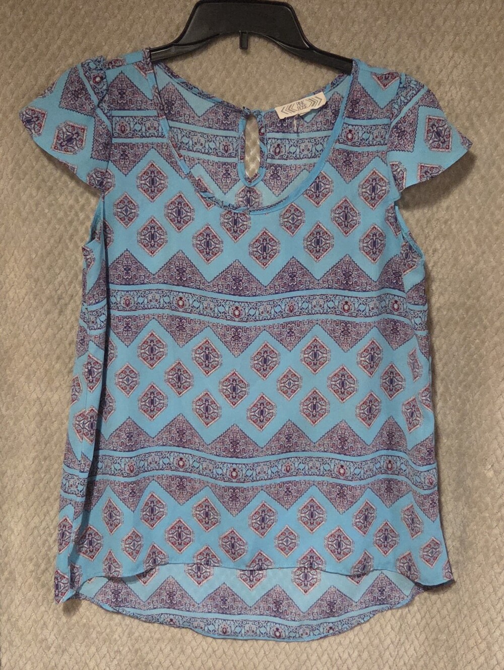 Pink Rose Blue Muliclor Top Size med